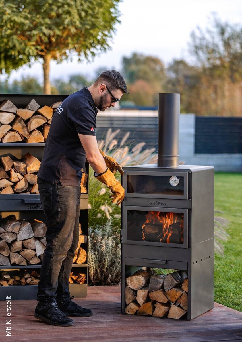 CookKing Terrassenofen Vento Plus schwarz Stahl B/H/L: ca. 50x150x50 cm