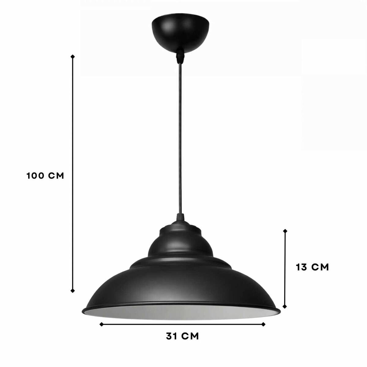 Opviq Pendelleuchte schwarz B/H/T: ca. 31x100x31 cm E27 1 Brennstellen