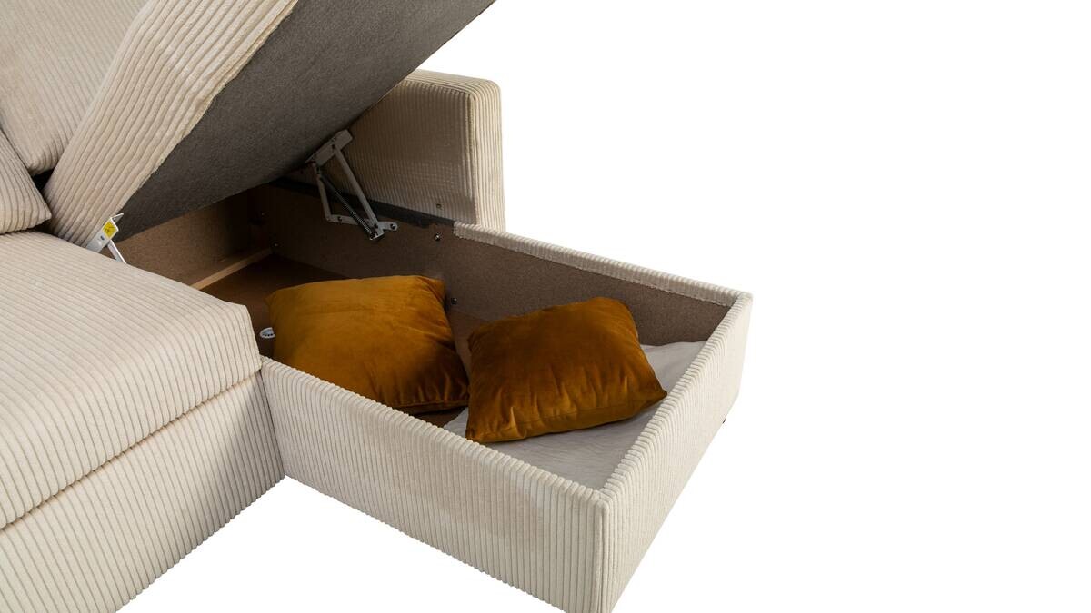 Ecksofa mit Bettfunktion und Bettkasten pearl Microfaser B/H/T: ca. 215x145x82 cm