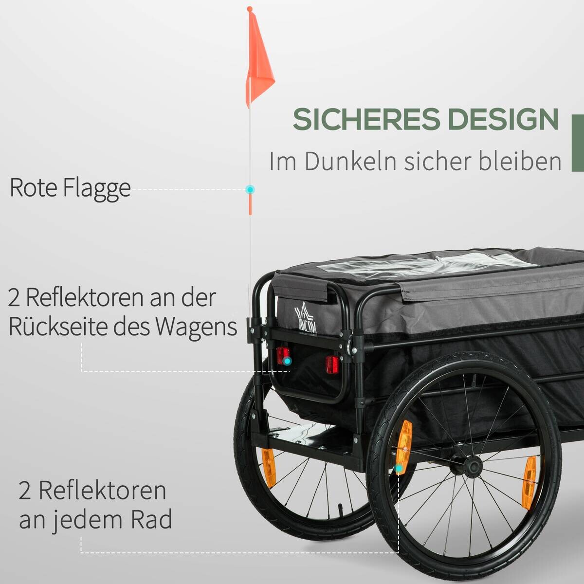 HOMCOM Fahrradanhänger grau grau B/H/L: ca. 64x130x103 cm