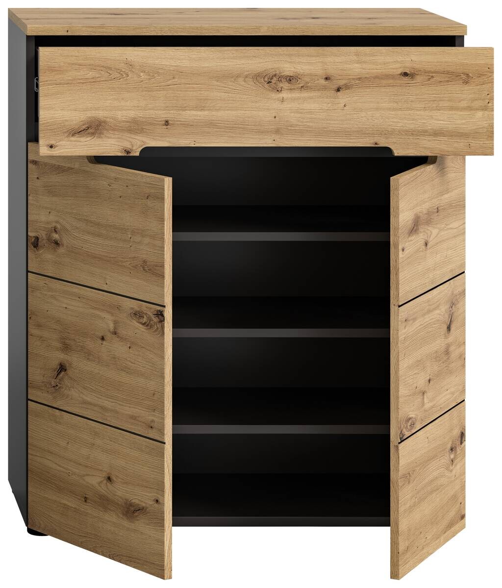 Schuhkommode CANU edles Basaltgrau Nachbildung Eiche Artisan Nachbildung B/H/T: ca. 80x94x37 cm