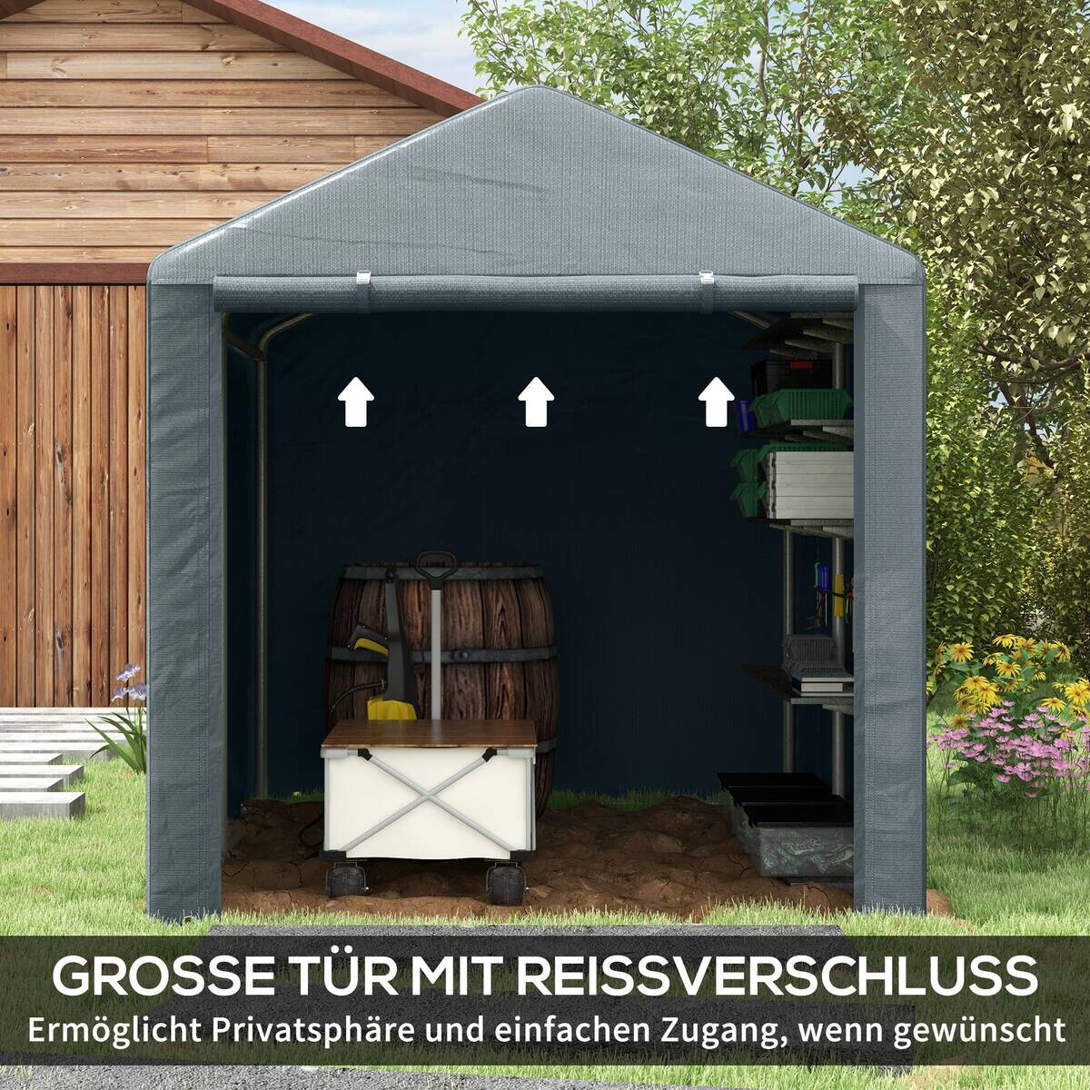 Outsunny Garagenzelt dunkelgrau Polyester B/H/L: ca. 218x172x160 cm