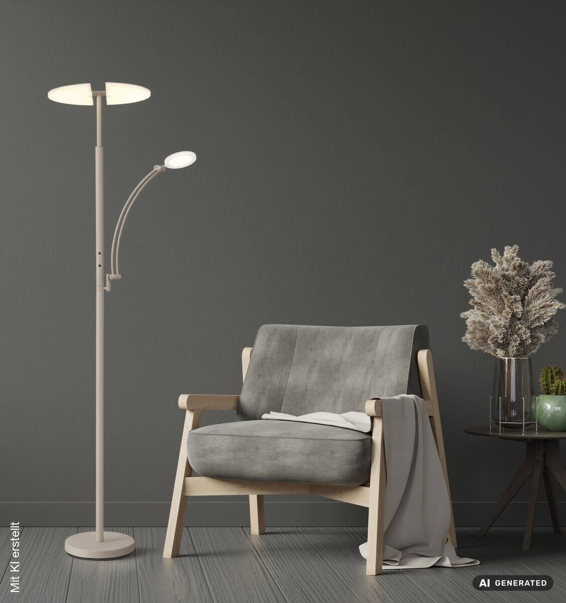 GLOBO LED-Deckenfluter sand Acryl Metall B/H/L: ca. 40,5x183x80 cm 1 Brennstellen