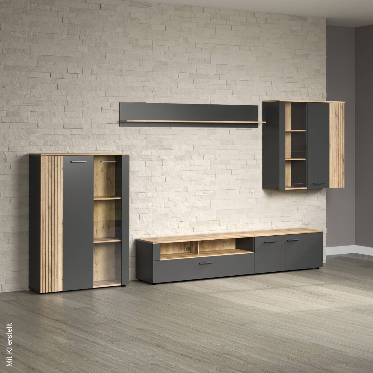 Wandboard Esteban anthrazit Eiche Evoke Coast Nachbildung B/H/T: ca. 167x25x17 cm