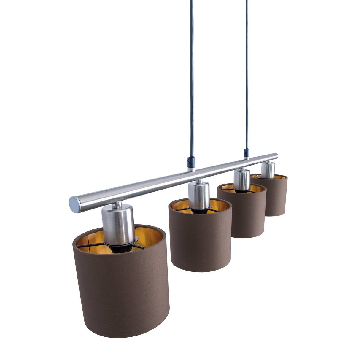 Näve Leuchten Pendelleuchte 7092014 braun Textil Metall B/H/T: ca. 12x140x72,4 cm E14 4 Brennstellen