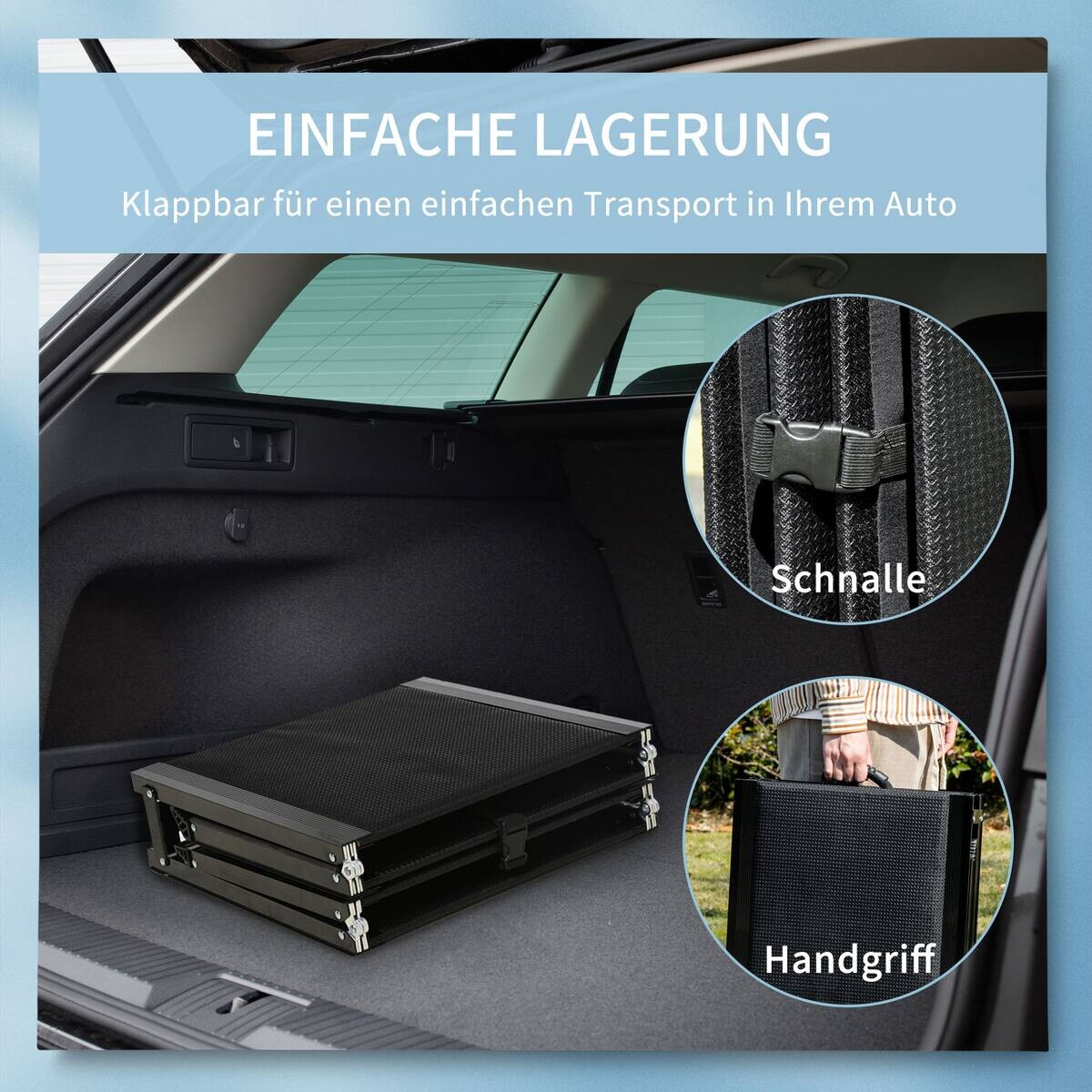 PawHut Klappbare Haustierrampe schwarz Aluminium B/H/L: ca. 43,5x158x2,5 cm