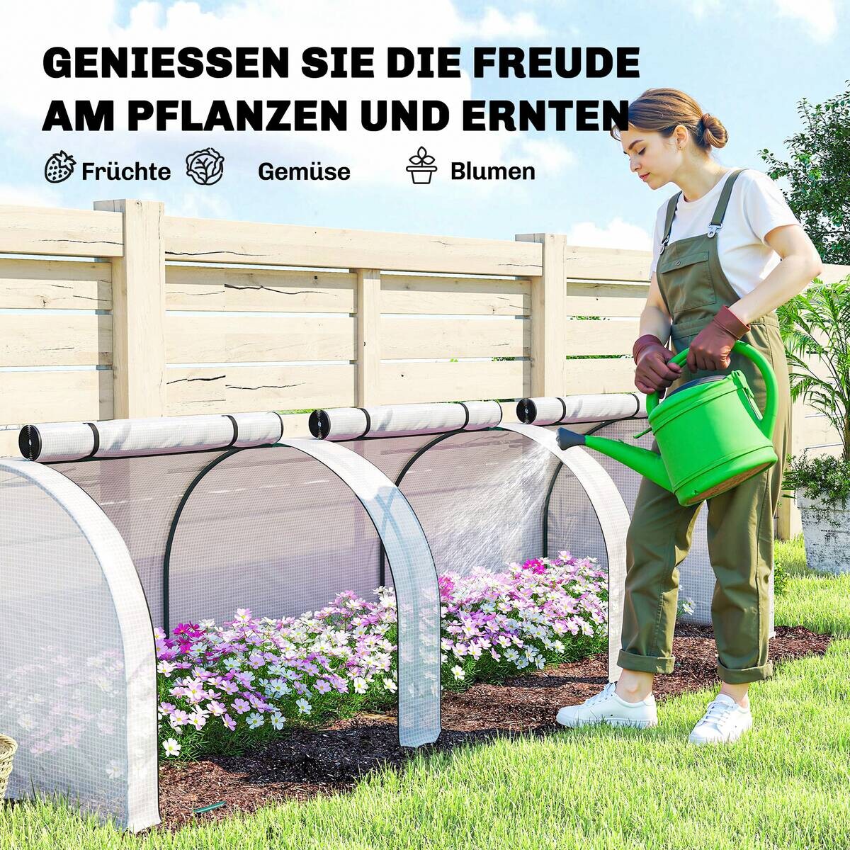 Outsunny Gewächshaus B/H/T/L: ca. 100x80x100x295 cm weiß