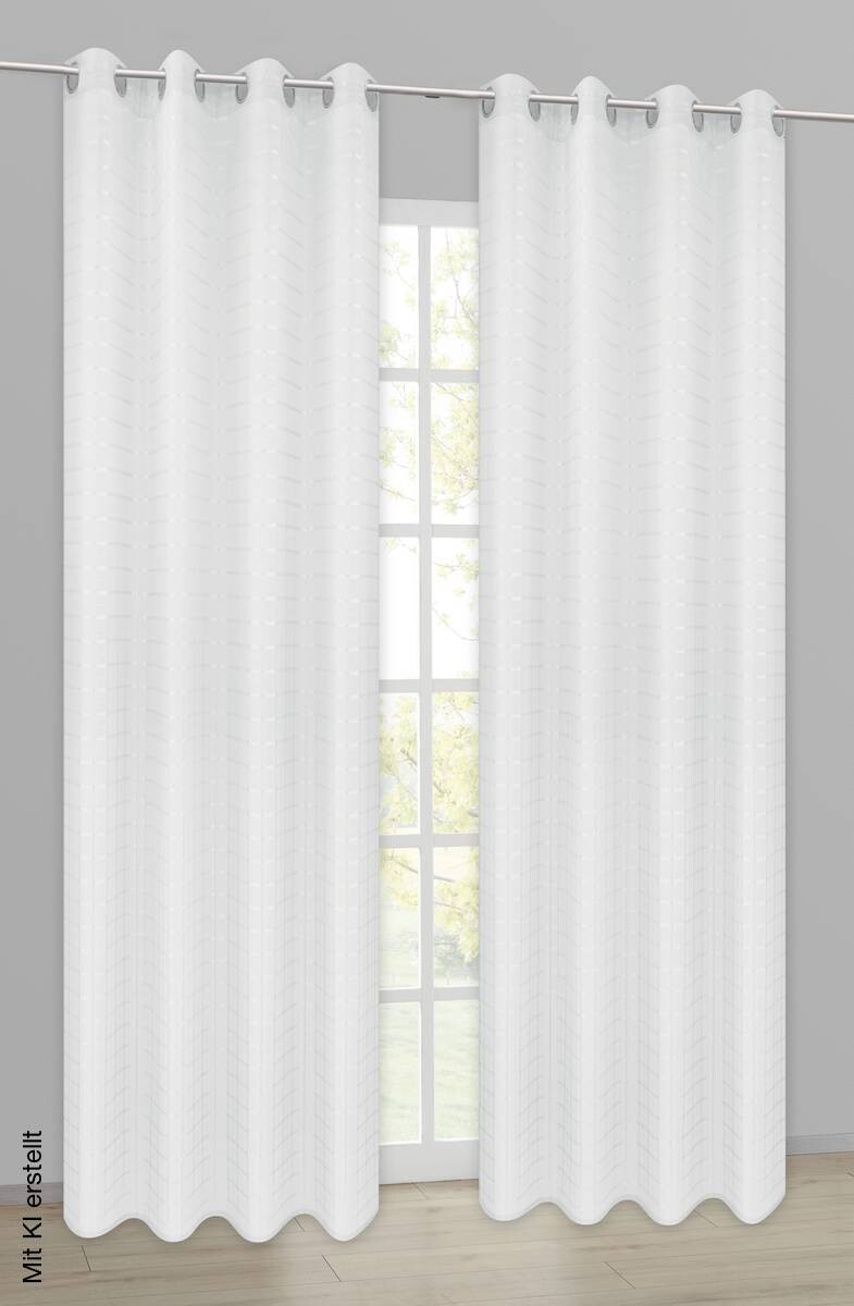 POCOline Ösenvorhang Check weiß B/L: ca. 135x245 cm