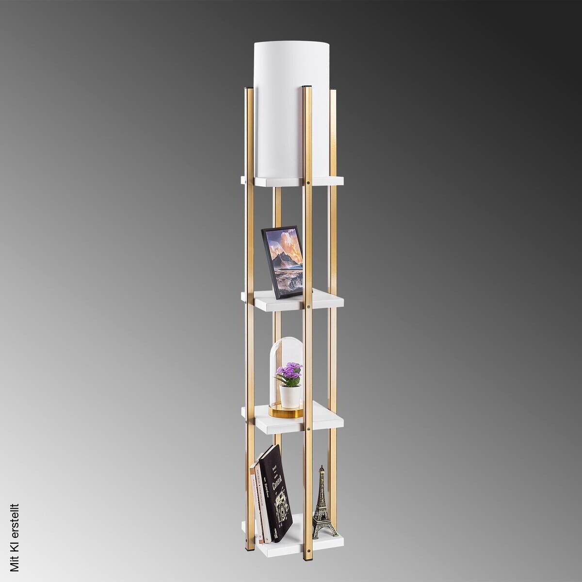 Opviq Stehlampe weiß gold Metall B/H/T/L/D: ca. 25x130x25x25x25 cm E27 1 Brennstellen