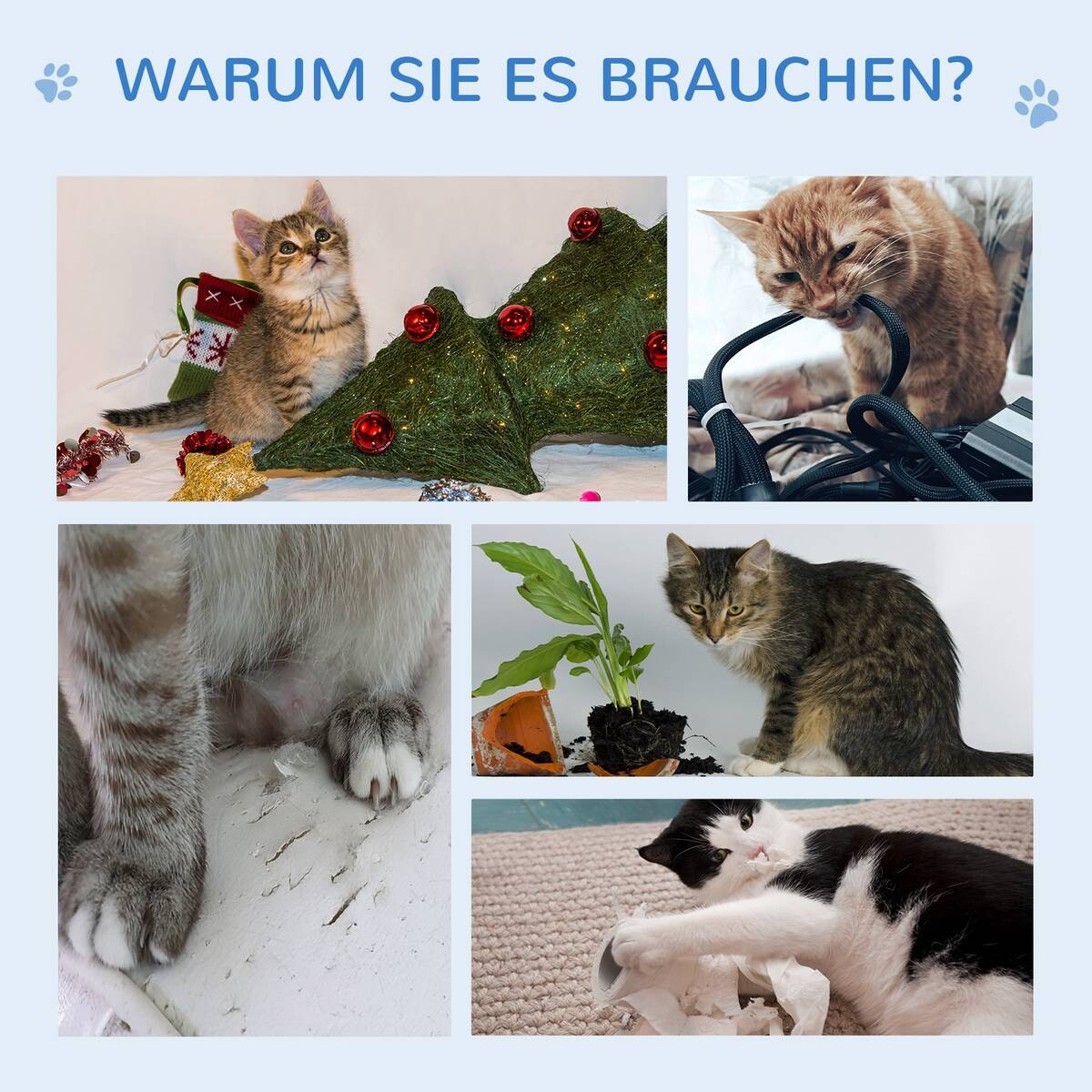 PawHut Katzenkratzbaum grau Holz B/H/L: ca. 40x120x60 cm