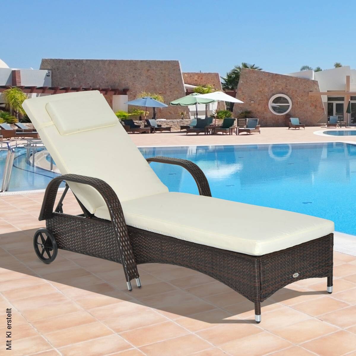 Outsunny Sonnenliege braun Metall B/H/L: ca. 73x103x200 cm