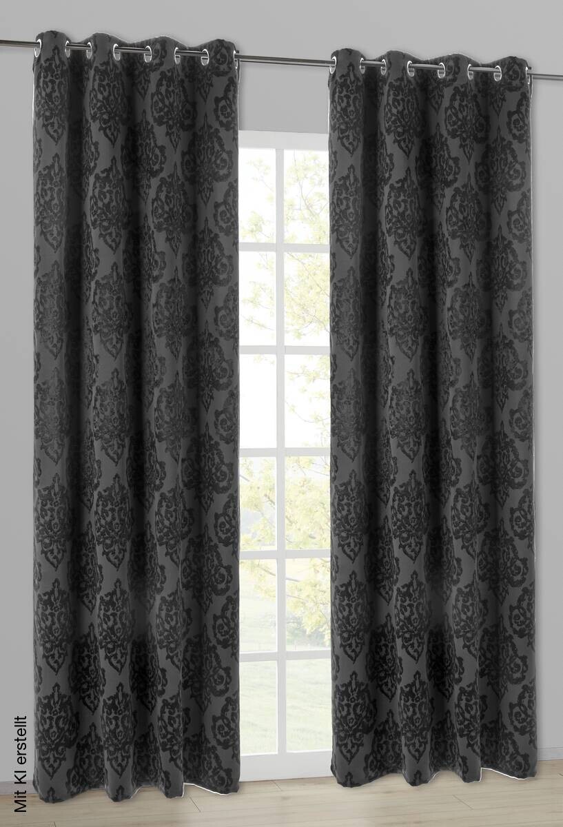 Verdunklungsvorhang Ornament schwarz B/L: ca. 135x245 cm