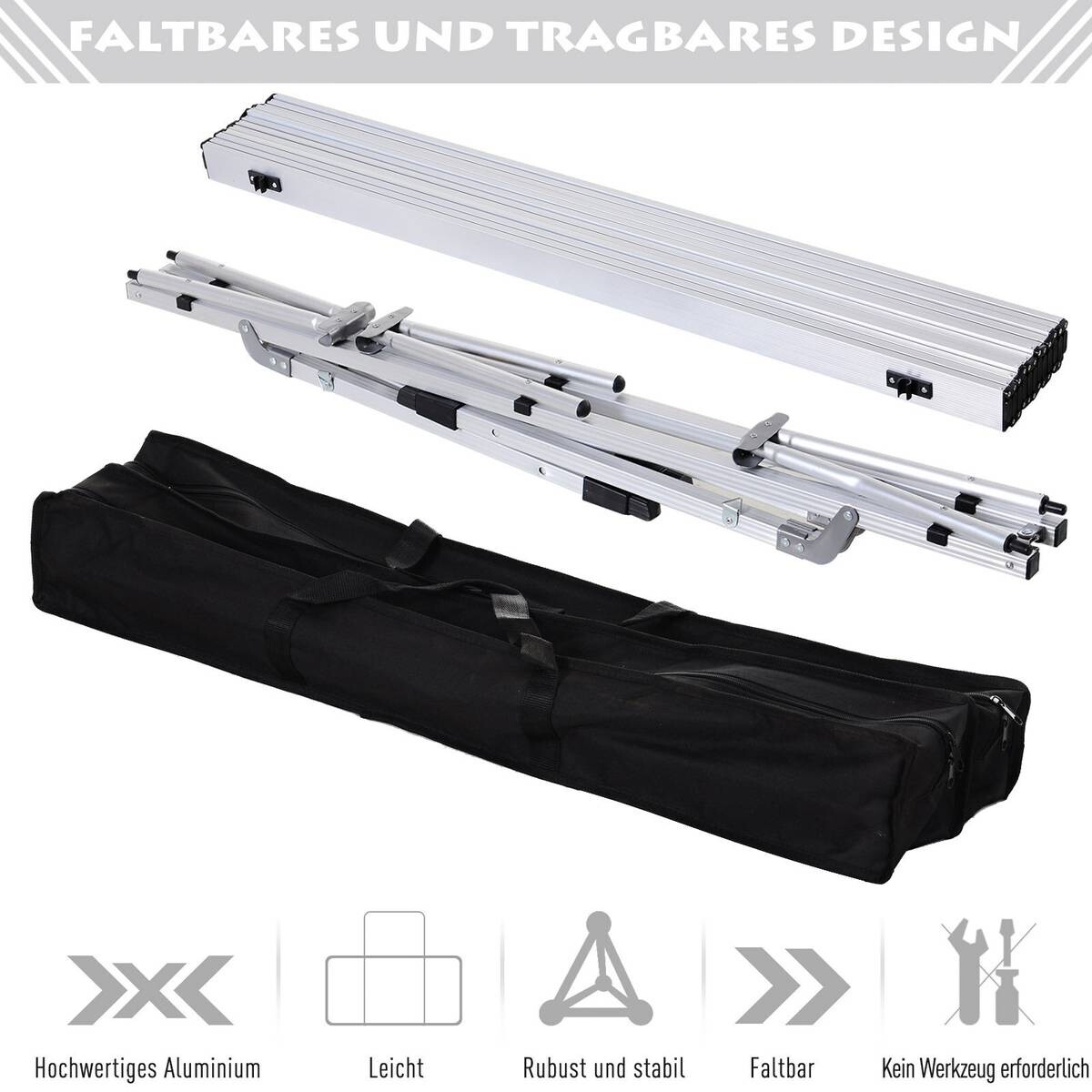 Outsunny Picknicktisch silber Aluminium B/H/L: ca. 70x73x120 cm