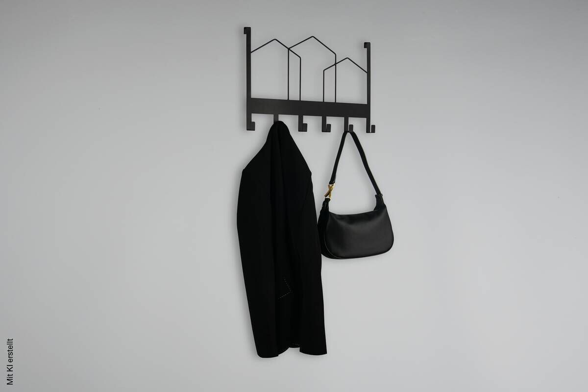 Türgarderobe Chalotte schwarz Metall B/H/T: ca. 48x33x2 cm