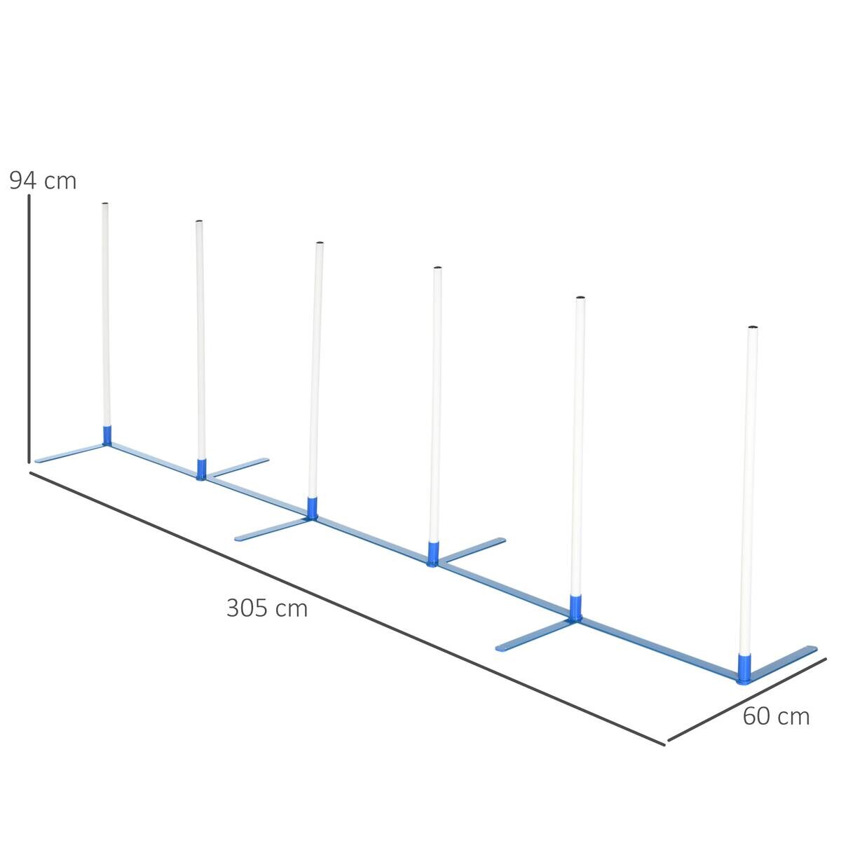 PawHut Hunde-Agility-Set blau Kunststoff B/H/L: ca. 60x94x305 cm