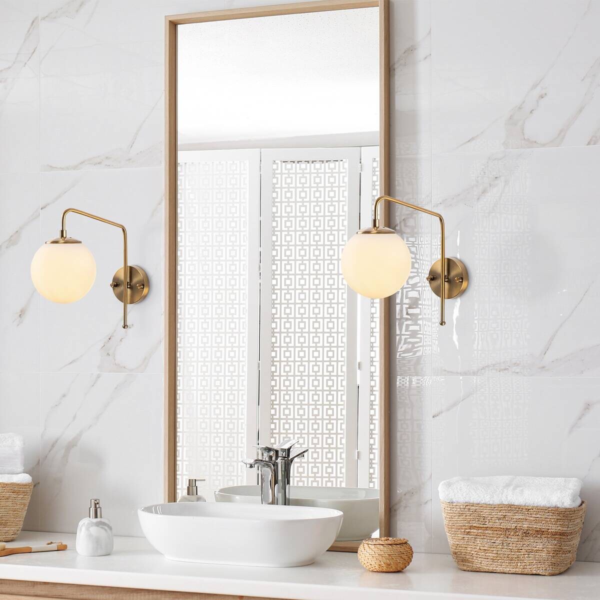 Opviq Wandleuchte Glas Metall B/H/L: ca. 32x32x15 cm E14 1 Brennstellen