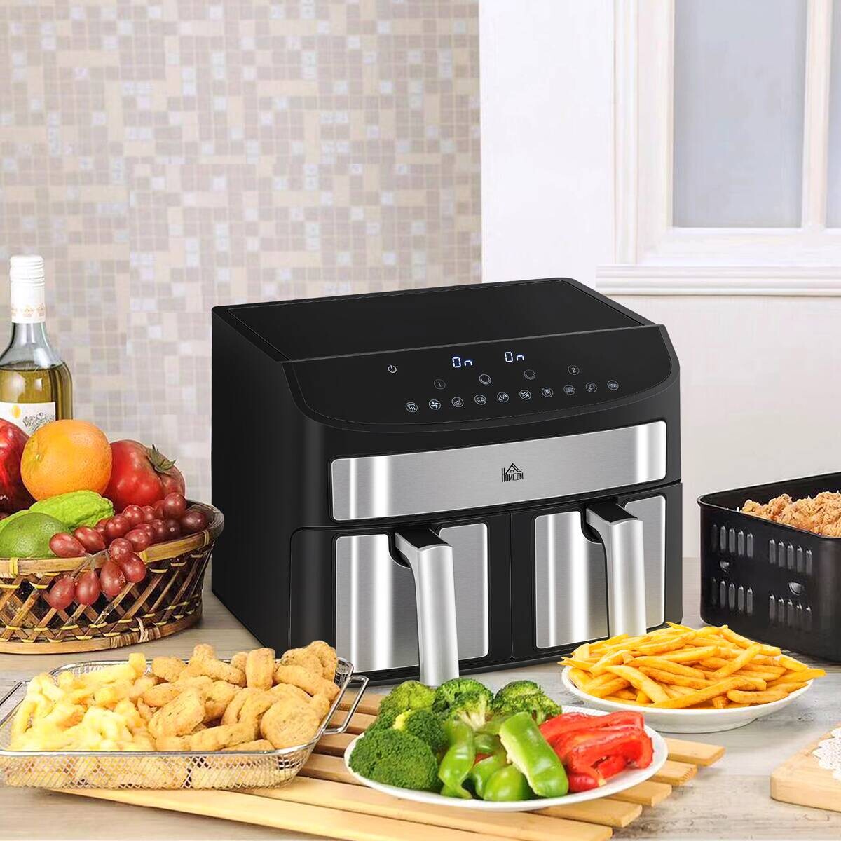HOMCOM Heißluftfritteuse 800-174V90BK schwarz Kunststoff B/H/L: ca. 36,3x38,8x31,1 cm ca. 8 l