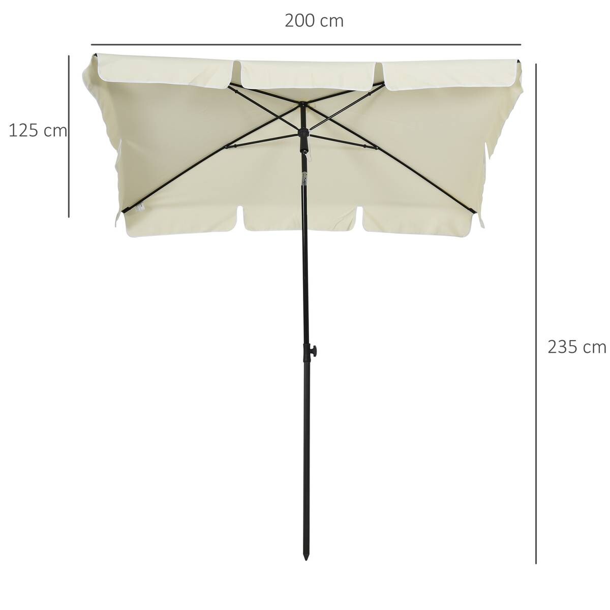 Outsunny Gartenschirm beige Aluminium B/H/L: ca. 125x235x200 cm