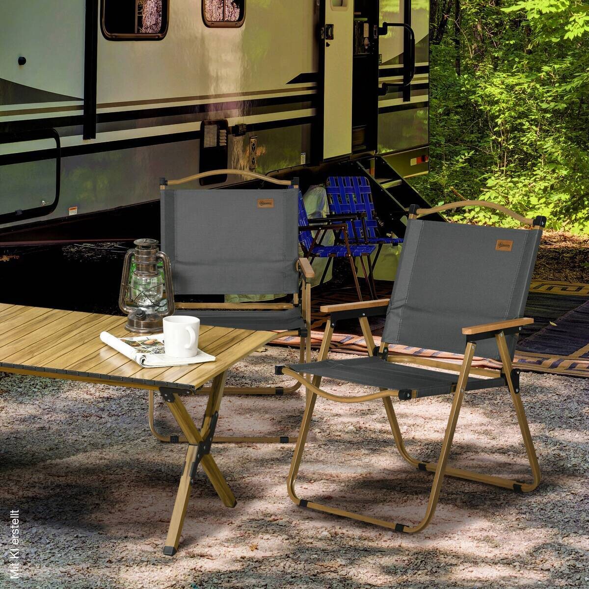 Outsunny Campinstuhl 2er Set dunkelgrau Stoff B/H/L: ca. 59x78x54 cm