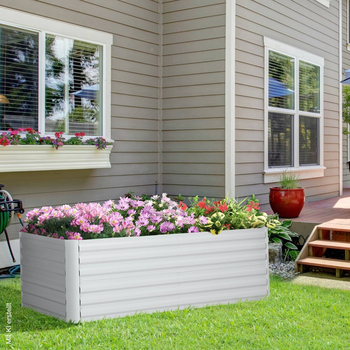 Outsunny Hochbeet hellgrau Stahl B/H/L: ca. 90x59x180 cm