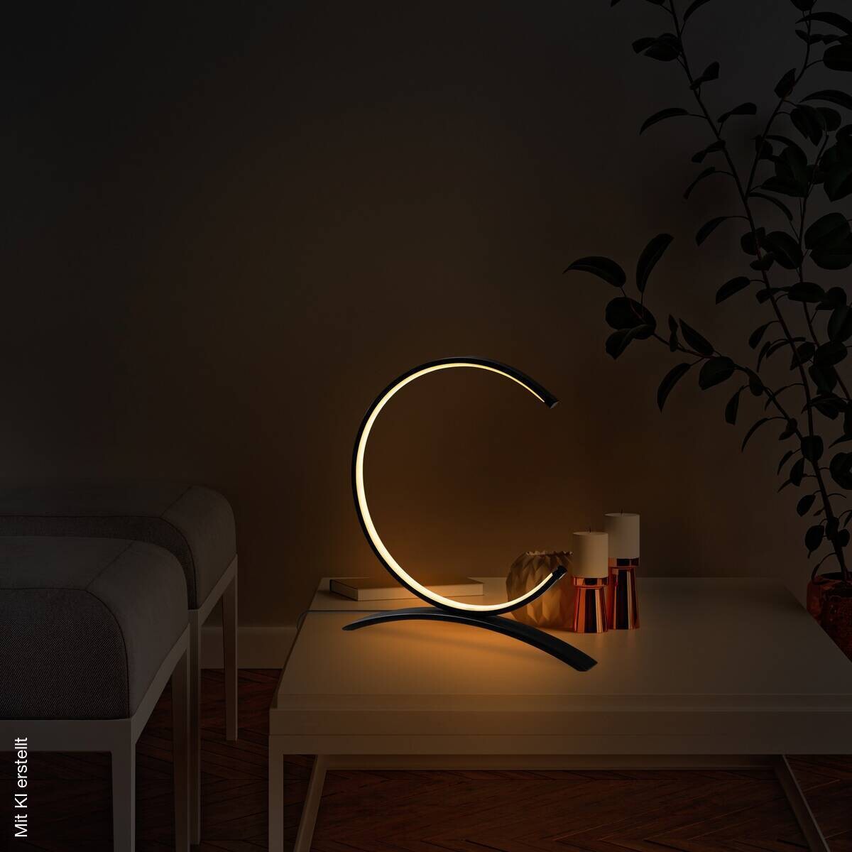 Opviq LED-Tischleuchte schwarz B/H/T: ca. 35x34x4 cm