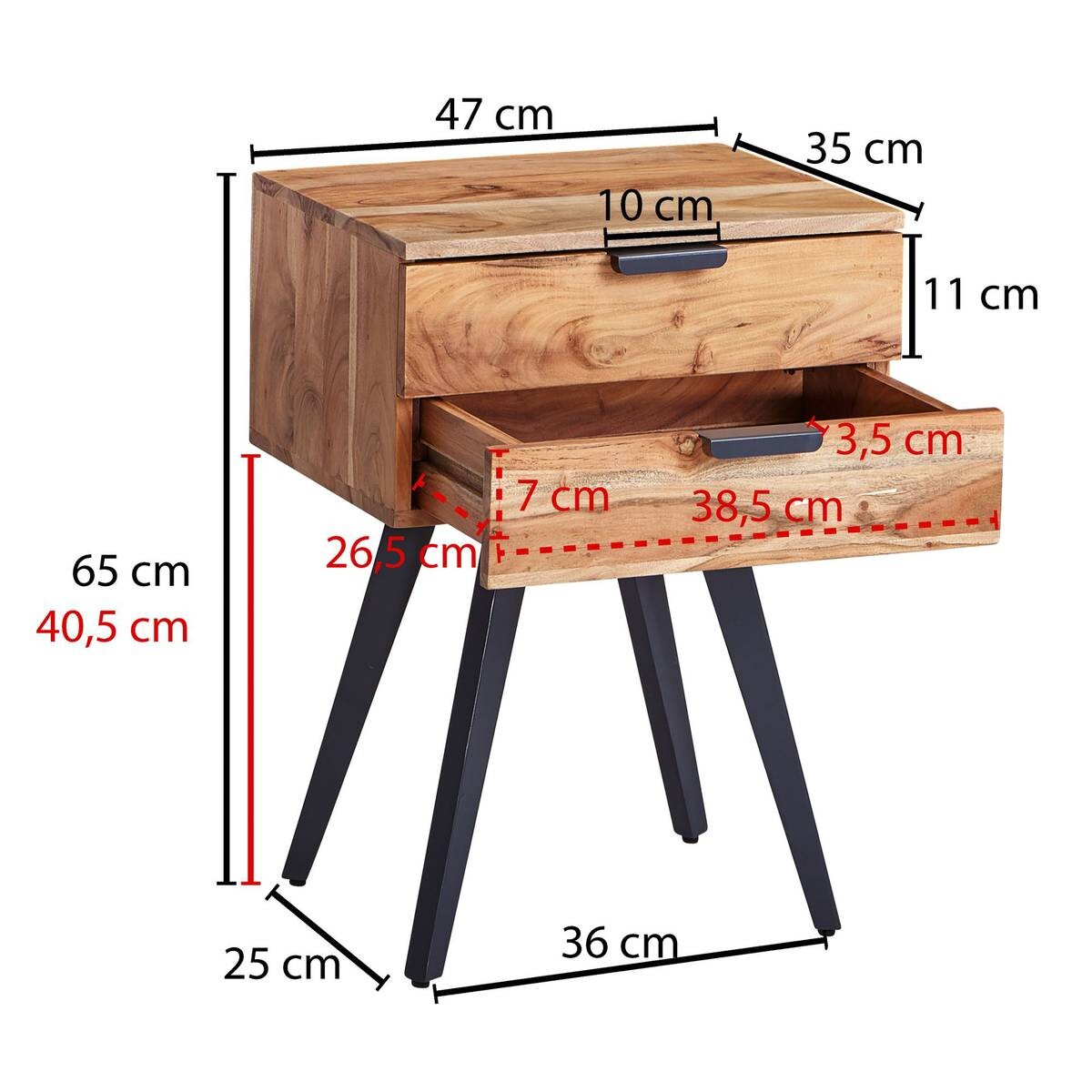 Nachtkonsole braun B/H/T: ca. 47x65x35 cm