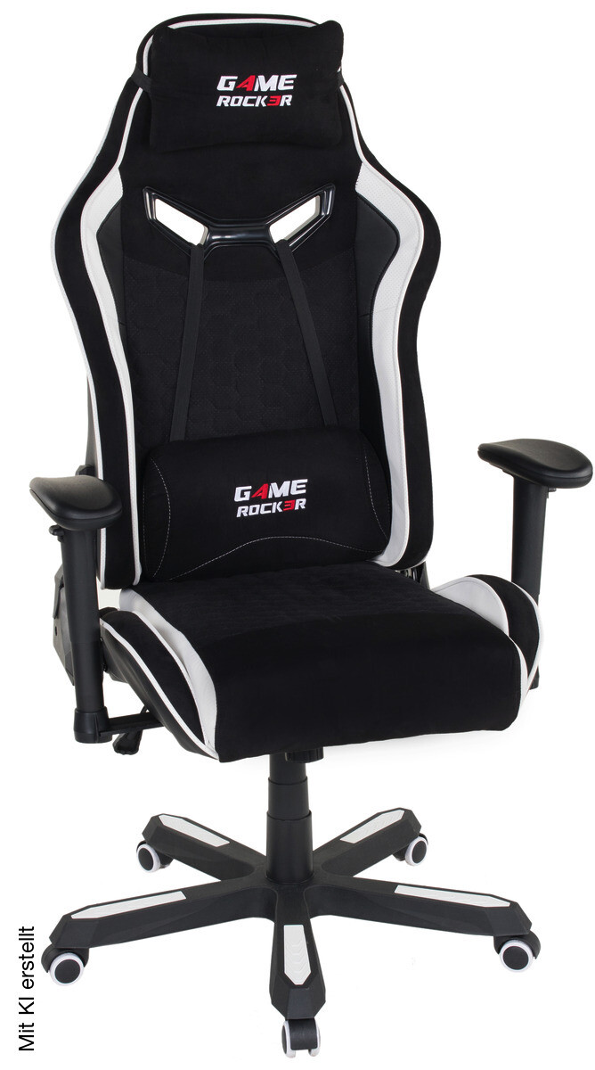 Gaming-Sessel Game-Rocker schwarz weiß Kunstleder Microfaser
