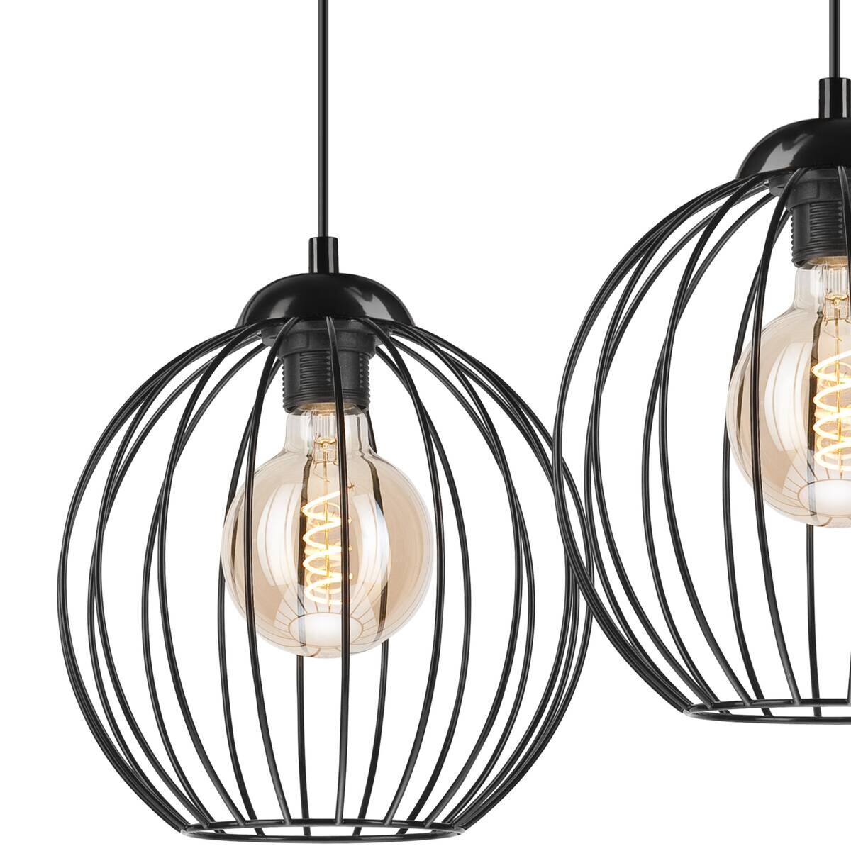 Lamkur Pendelleuchte ZOYA 45405 schwarz Stahl H/L: ca. 55x100 cm E27 2 Brennstellen