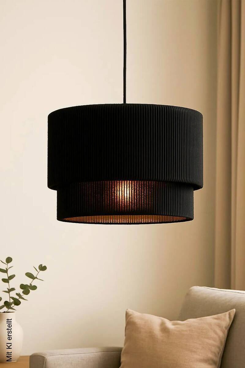 Opviq Pendelleuchte schwarz Kunststoff B/T/L: ca. 35x35x35 cm E27 1 Brennstellen