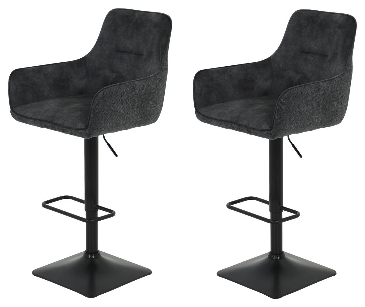 Barhocker Dora, 2er-Set anthrazit Webstoff Samtoptik B/H/T: ca. 51x117x57 cm