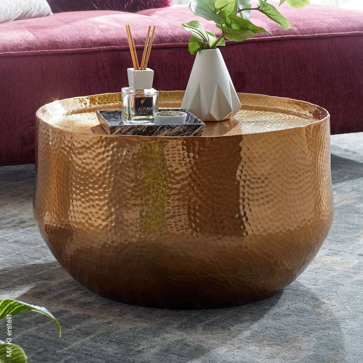 Couchtisch gold B/H/T: ca. 60x35x60 cm