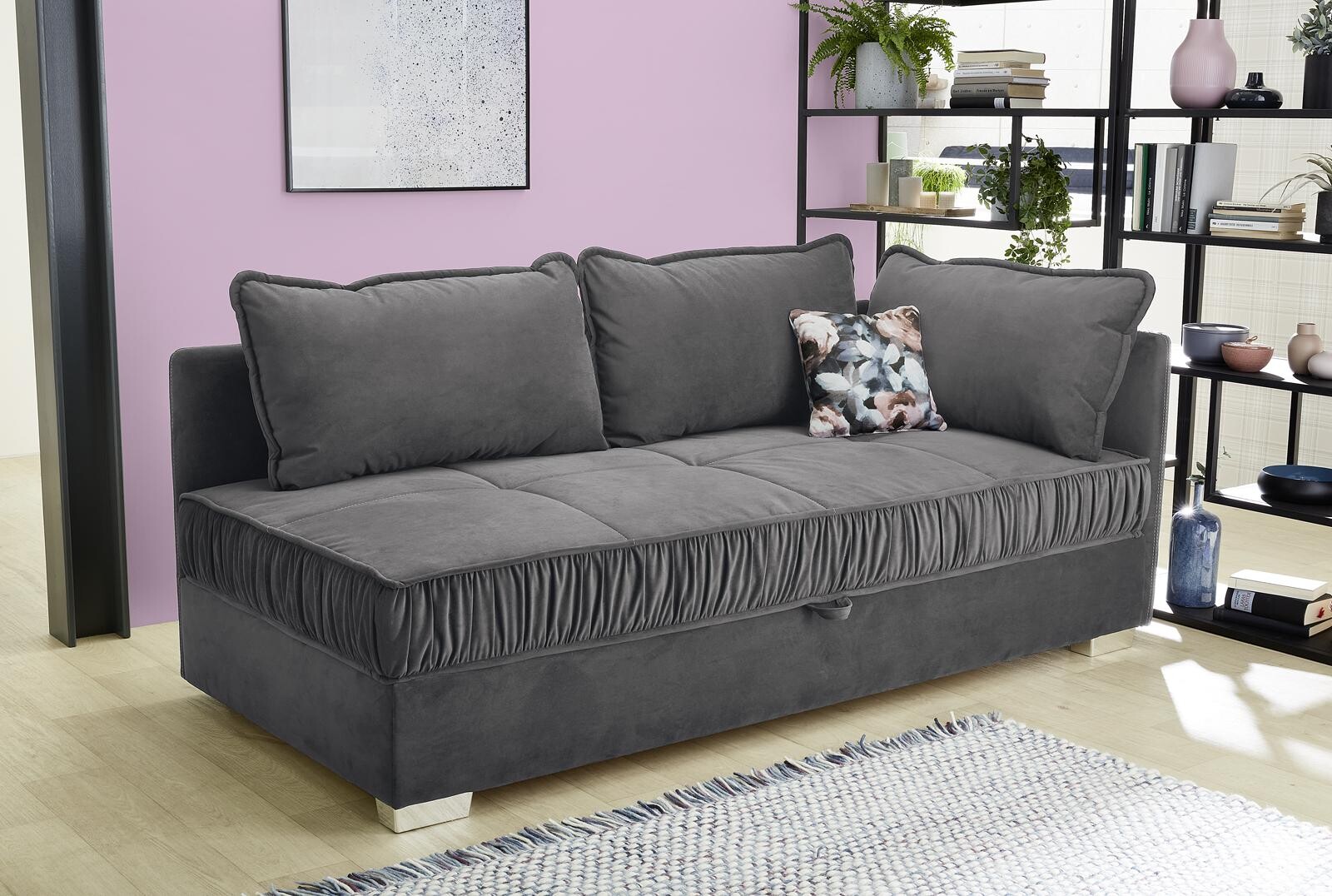 Polsterliege grau Microfaser B/H/T: ca. 207x87x98 cm