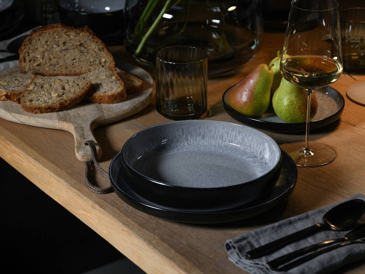 CreaTable Tafelservice Nordic Fjord grau Steinzeug 12 tlg.
