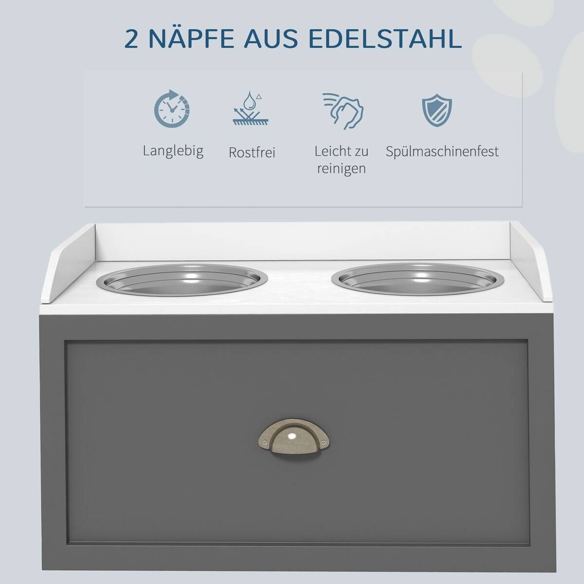 PawHut Hundenapf grau MDF B/H/L: ca. 30x36x60 cm