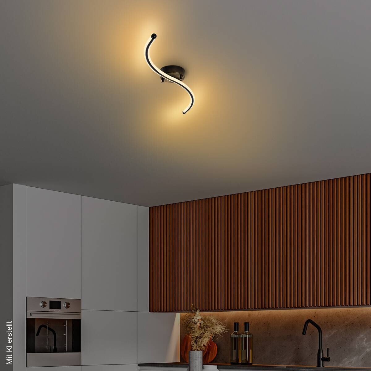 Opviq LED-Deckenleuchte schwarz Metall B/H/T: ca. 67x5x10 cm