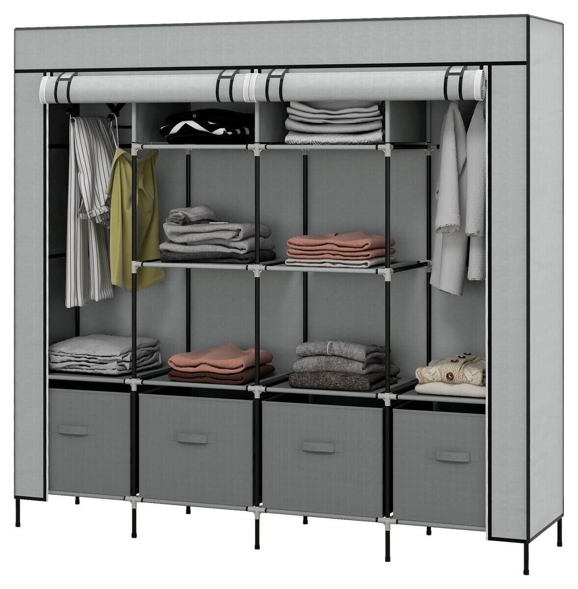 HOMCOM Kleiderschrank dunkelgrau Polypropylen B/H/L: ca. 42,5x166x169,5 cm