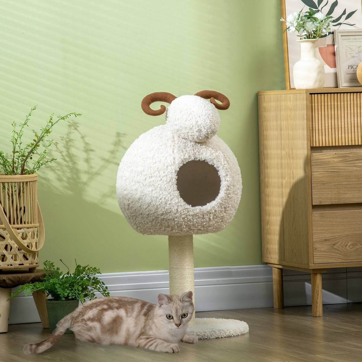 PawHut Kratzbaum cremeweiß Polyester B/H/L: ca. 40x80x40 cm