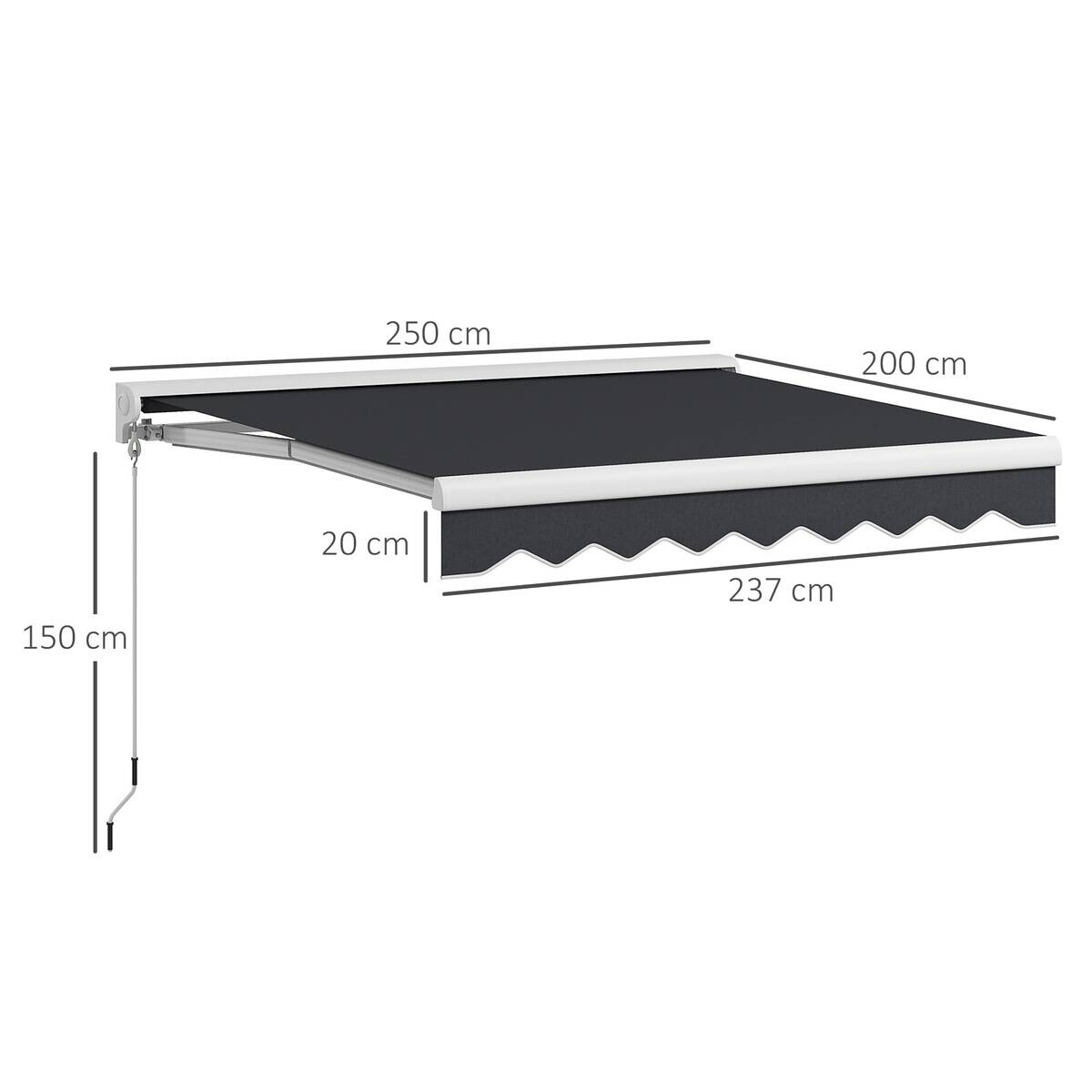Outsunny Markise grau B/H/L: ca. 250x200x150 cm