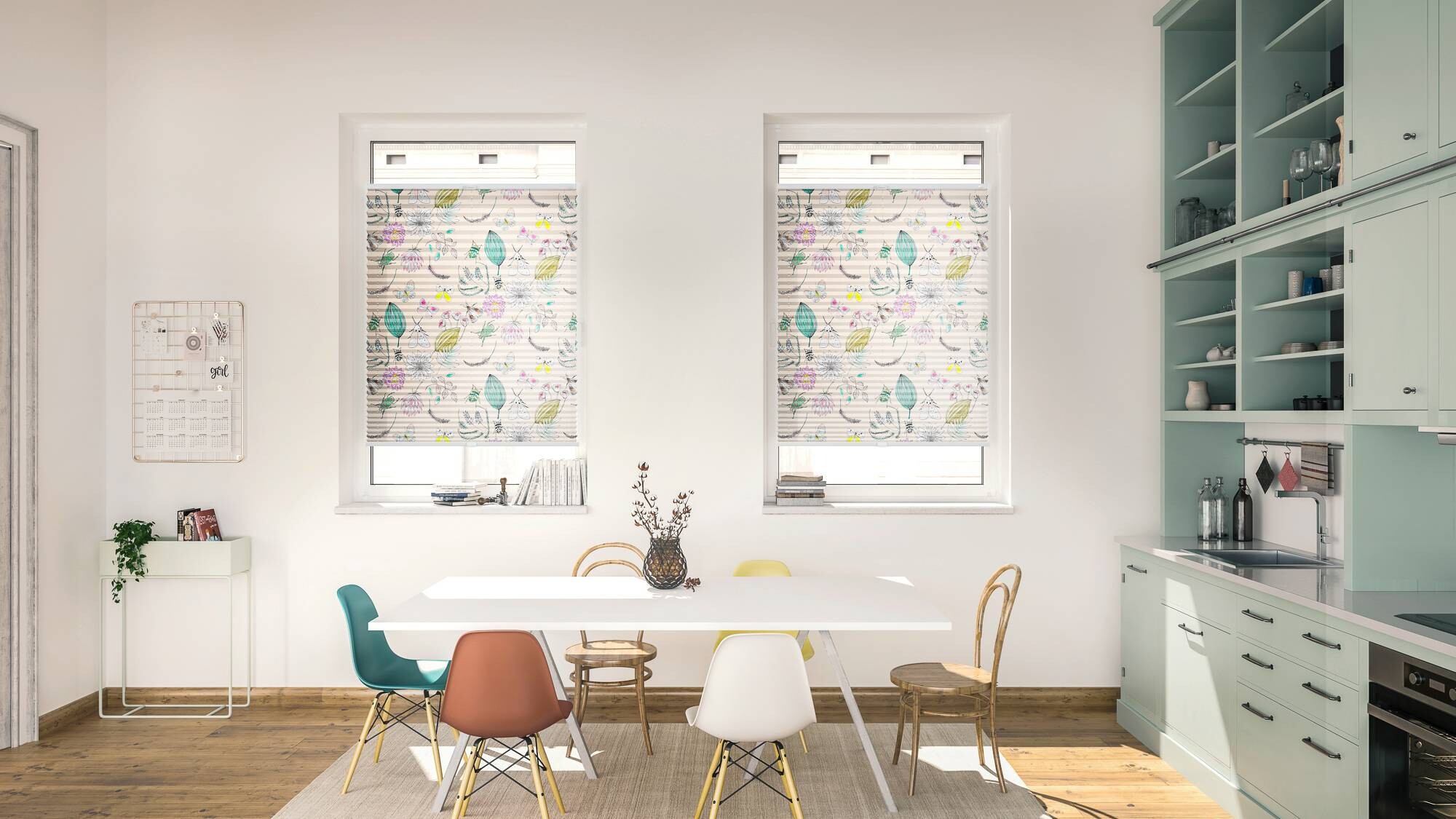 LICHTBLICK Spannplissee Bohemian Garden bunt B/L: ca. 90x130 cm