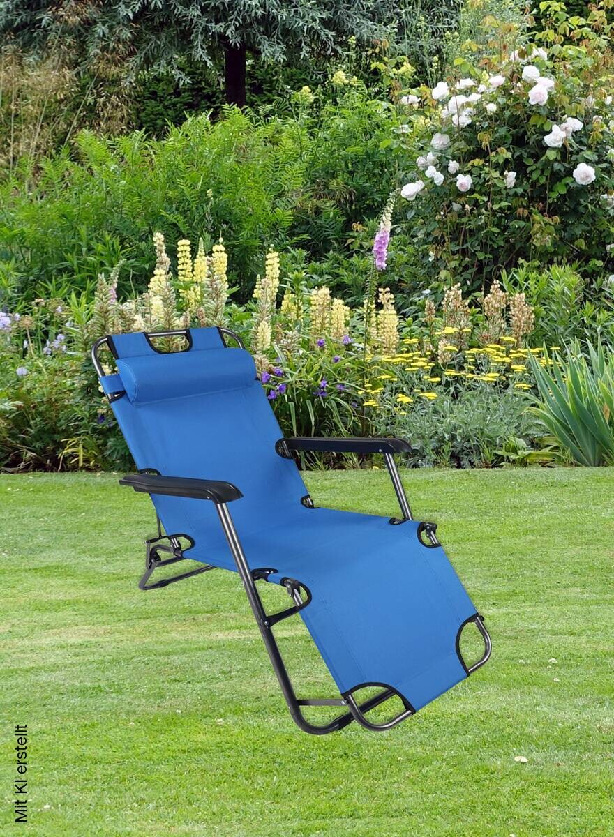 VCM Relaxliege Maltosa blau Stahl