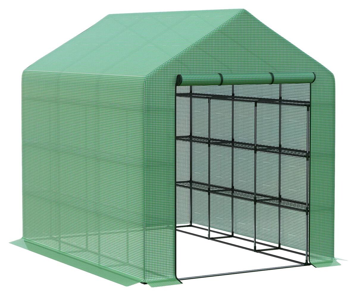 Outsunny Foliengewächshäus mit Regalböden B/H/L: ca. 180x210x244 cm grün
