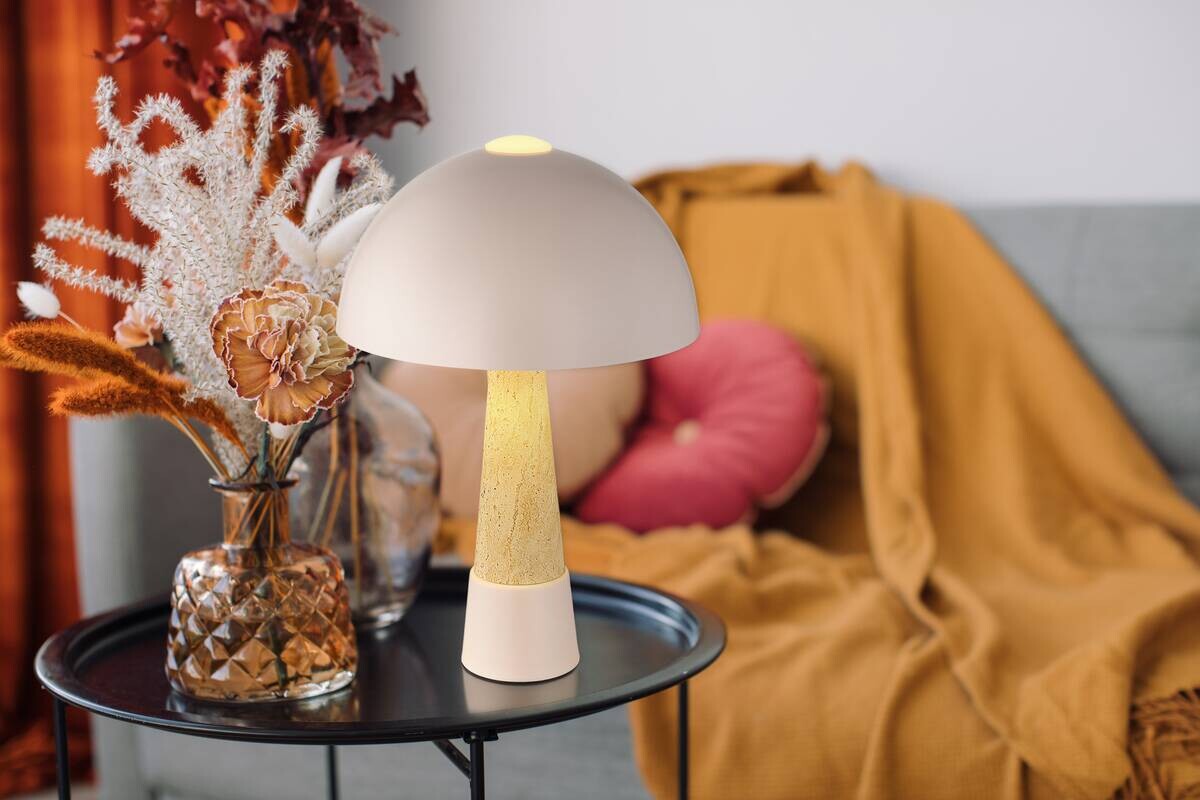 GLOBO Tischleuchte champagner Metall H/D: ca. 36,5x25 cm E27 1 Brennstellen