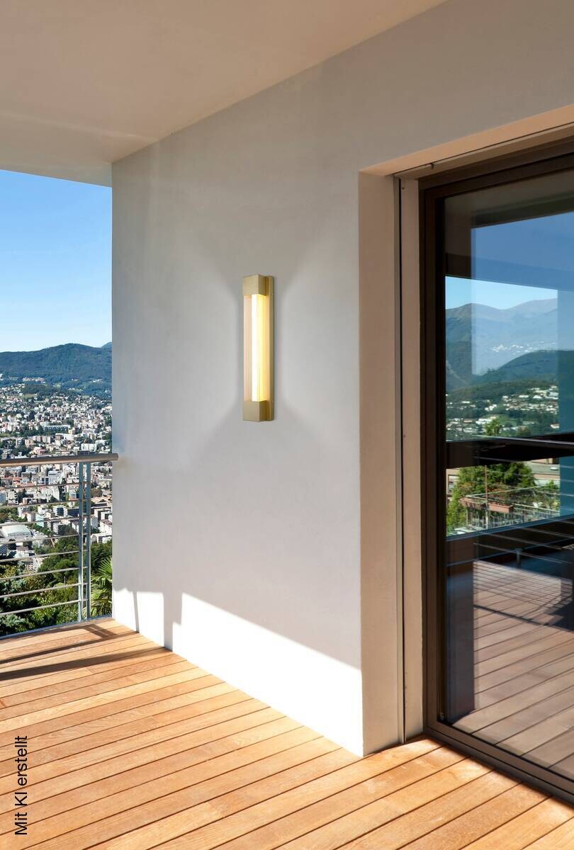 LED-Außenwandleuchte klar gold B/H/T/L: ca. 12x60x8,5x8,5 cm