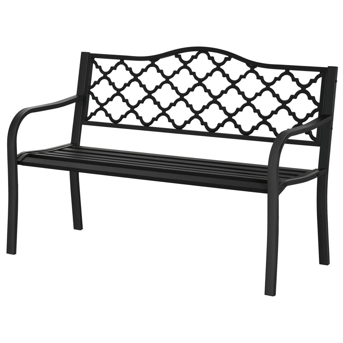 Outsunny Gartenbank schwarz Eisen B/H/L: ca. 58,5x89x128 cm