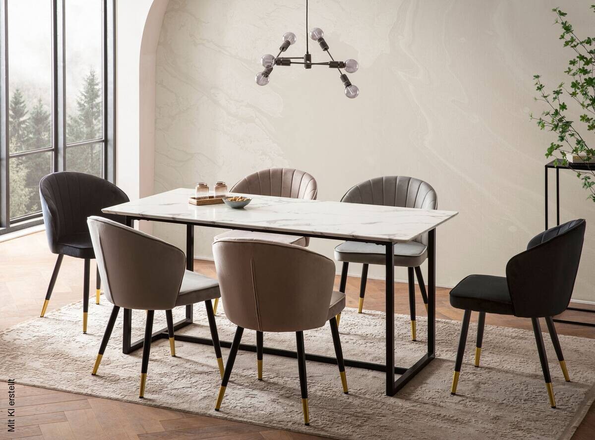 Esstisch weiß Marmor Optik B/H/T: ca. 200x76x90 cm