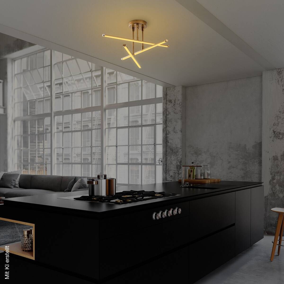Opviq LED-Deckenleuchte gold B/H/T: ca. 51x26x51 cm
