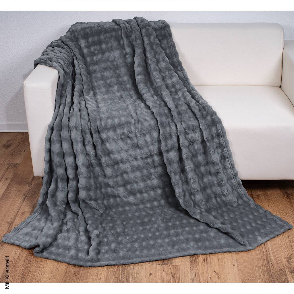 Wohndecke anthrazit Polyester B/L: ca. 150x200 cm