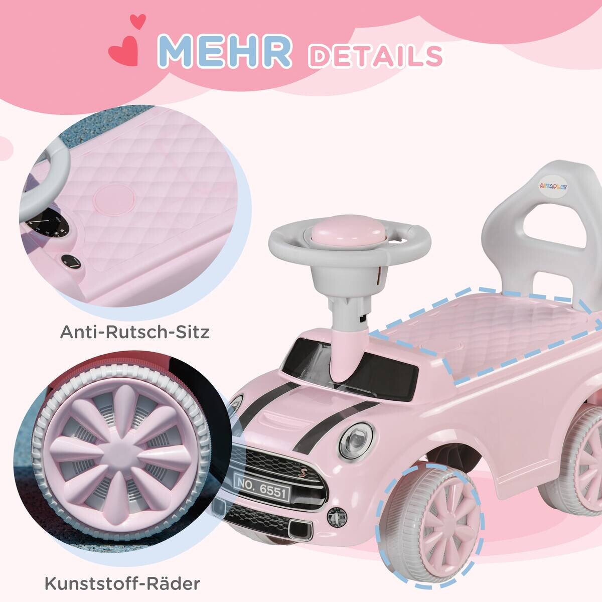 AIYAPLAY Rutschauto rosa B/H/L: ca. 25x35x53 cm