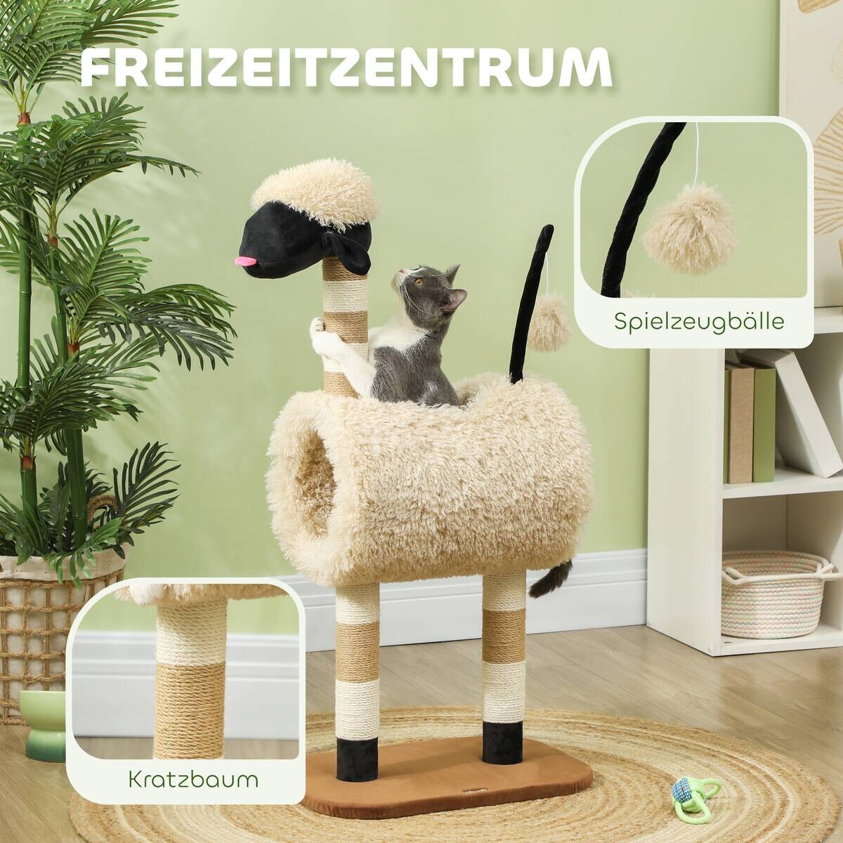 PawHut Kratzbaum braun Polyester B/H/L: ca. 34x98x48 cm