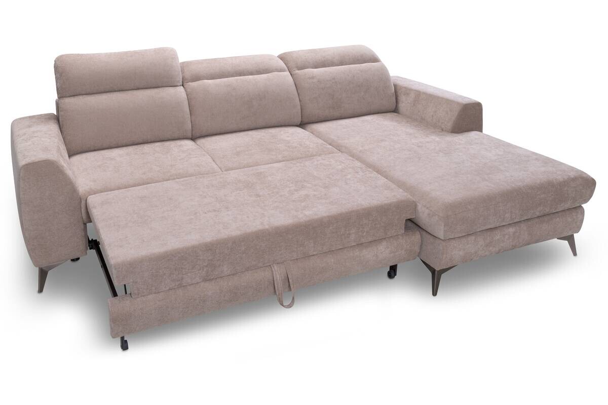 Ecksofa mit Bettfunktion und Bettkasten beige Microfaser B/T: ca. 264x191 cm